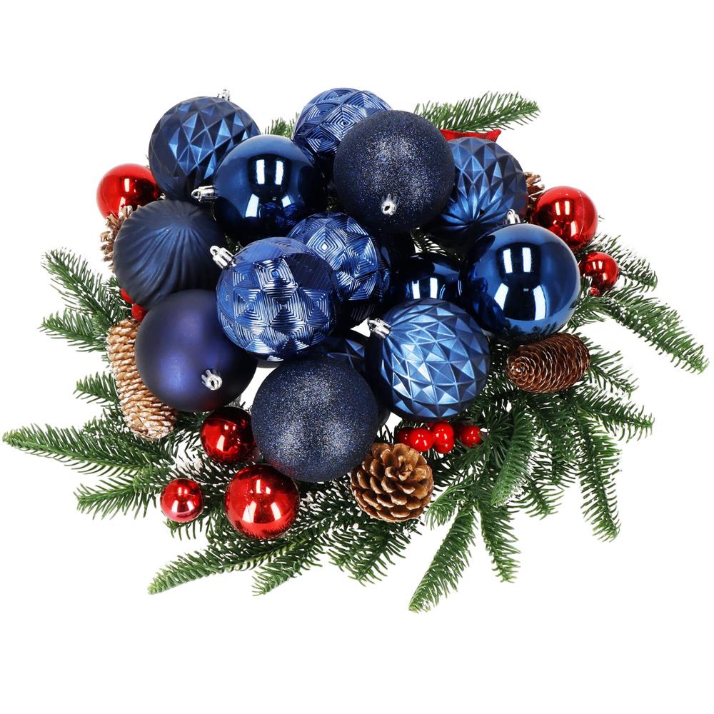 Set globuri de Craciun, 30 bucati, 6 modele, 8cm, albastru inchis