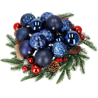 Set globuri de Craciun, 30 bucati, 6 modele, 8cm, albastru inchis
