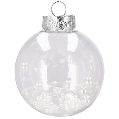 Set globuri de Craciun Inedit, 30 bucati, 7cm, transparente si alb