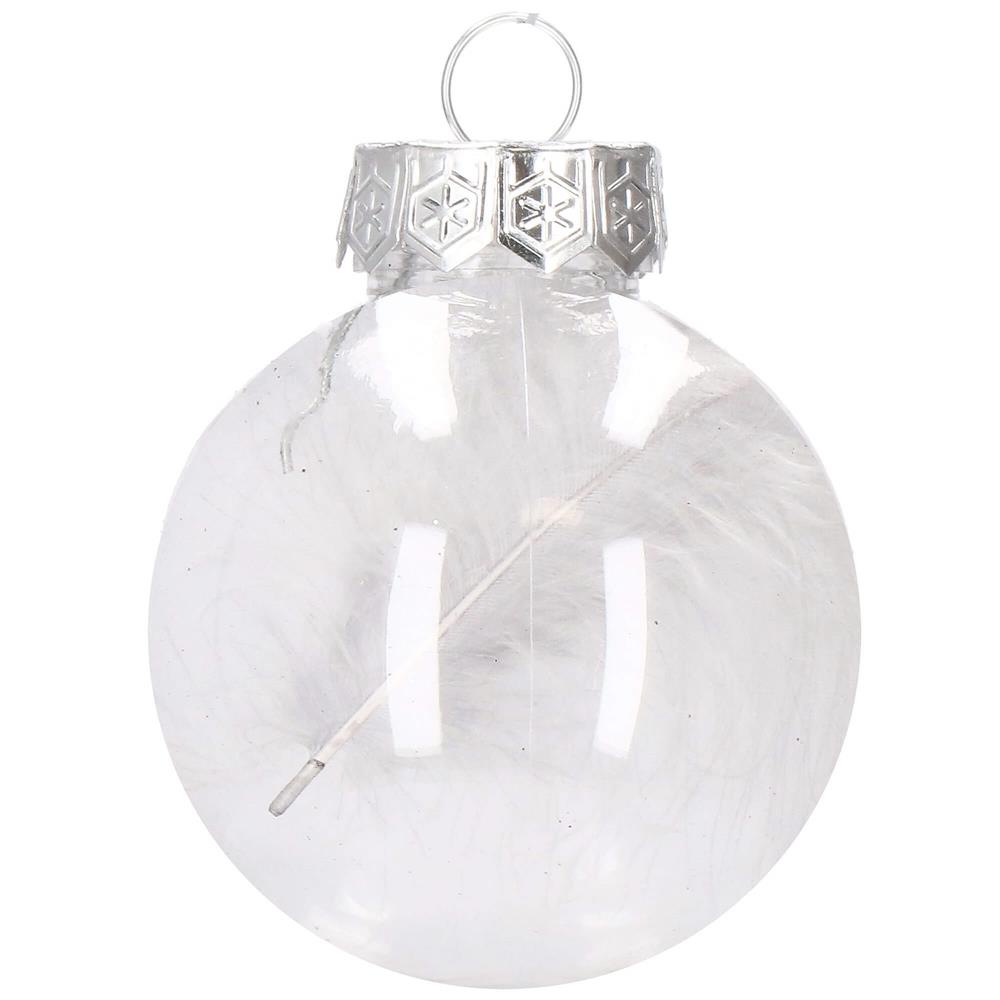 Set globuri de Craciun Inedit, 30 bucati, 6cm, transparente si argintiu