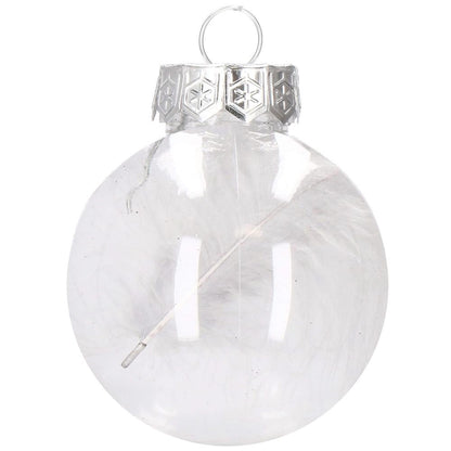 Set globuri de Craciun Inedit, 30 bucati, 6cm, transparente si argintiu