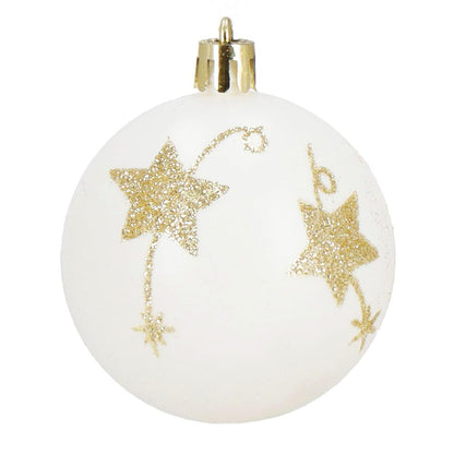 Set globuri si decoratiuni de Craciun, 70 piese, diverse dimensiuni, auriu si crem