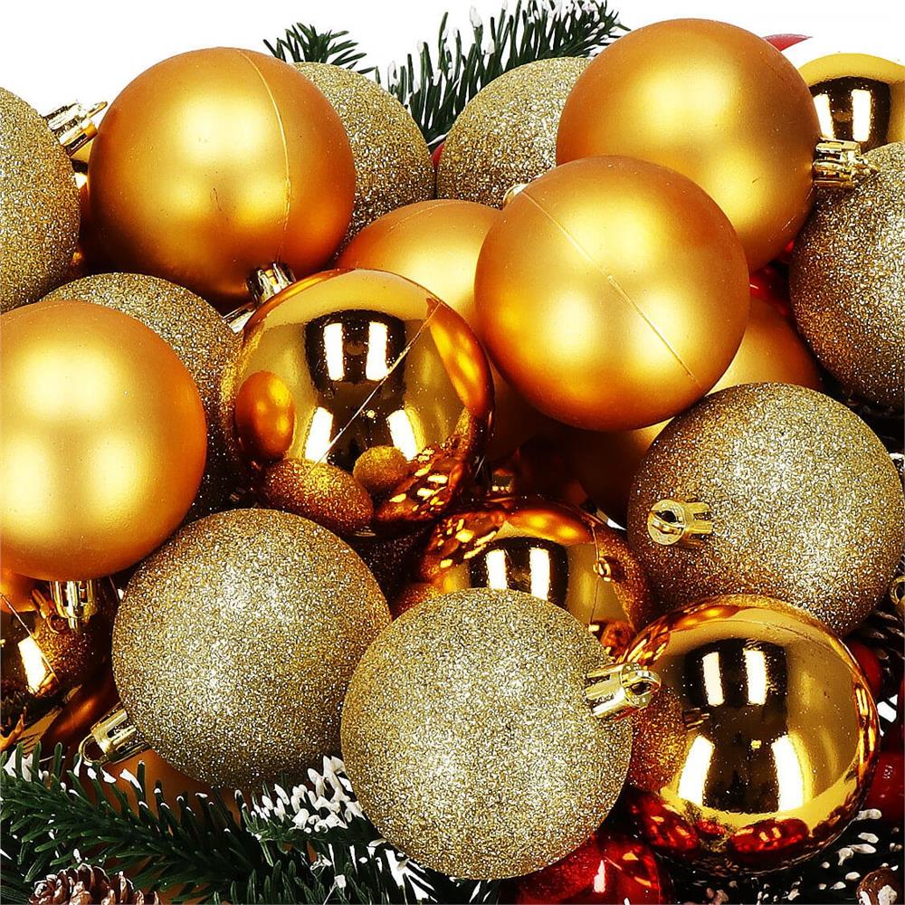 Set globuri de Craciun, 30 bucati, 3 modele, 6cm, auriu