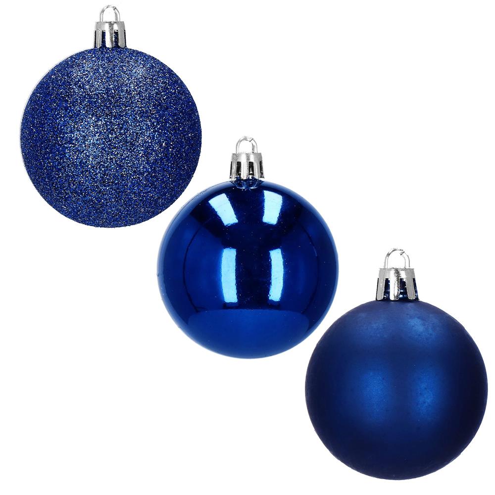 Set globuri de Craciun, 30 bucati, 3 modele, 6cm, albastru
