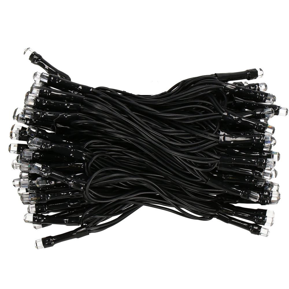 (DL) Instalatie lumini de exterior pentru gradina, 9 metri, 120 LED-uri forma cristal, cu baterii, galben