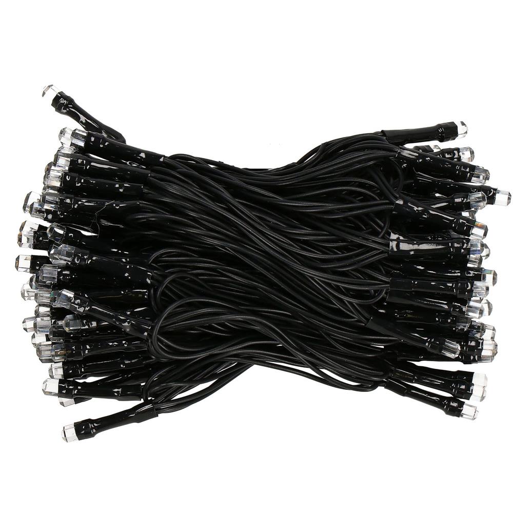 Instalatie lumini de exterior pentru gradina, 9 metri, 120 LED-uri forma cristal, cu baterii, alb