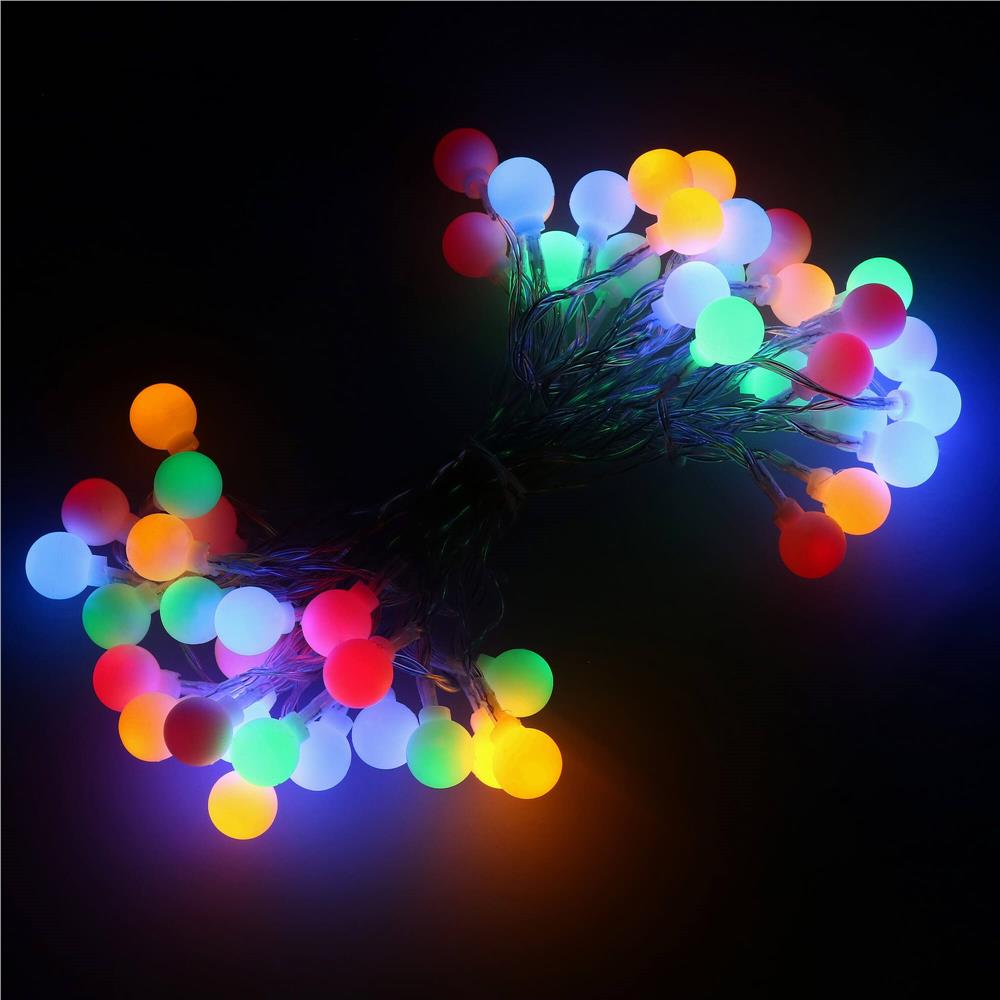 Instalatie bile luminoase pentru gradina, 7,5 metri, 50 LED-uri, cu baterii, multicolor