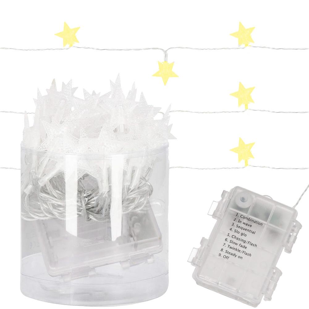 (DL) Instalatie stelute luminoase pentru gradina, 5 metri, 50 LED-uri, cu baterii, galben