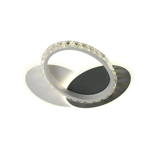 Lustra LED cu cristal PRISMIQ 28W, 3 Ovale, lumina Rece/Calda/Neutra, Negru