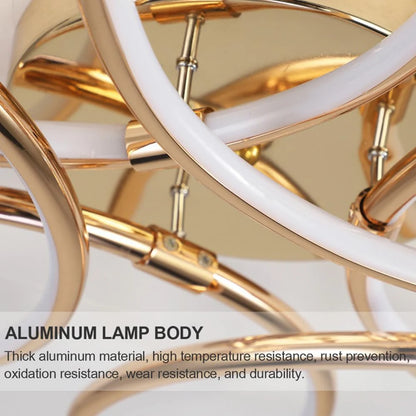 Lustra LED cu Telecomanda LT771/500GD, 25W, Lumina Calda/Rece/Neutra 3000K/4000K/6000K, Dimabila, Auriu, Metal si Silicon
