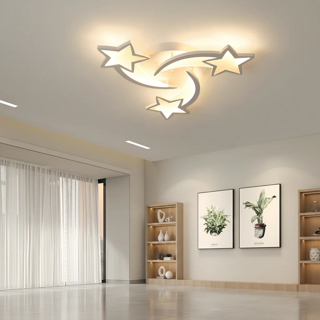 Lustra LED cu telecomanda IPOMOEA, 48W, 3 Stele, lumina Rece/Calda/Neutra, Dimabila, Alb