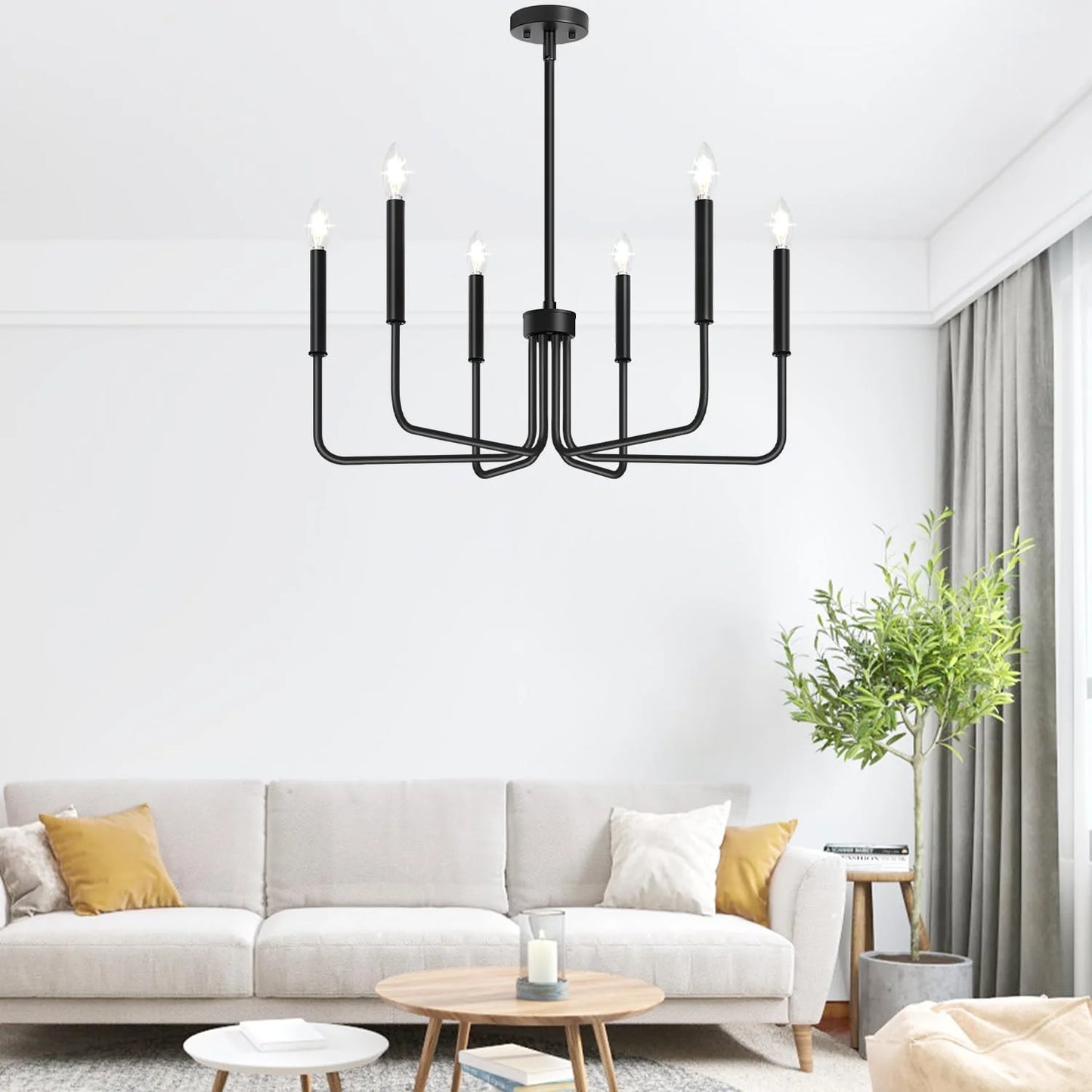 Lustra Metalic AVANT, tip Pendul cu brate, D63 cm Rotunda, 6xE14, Negru