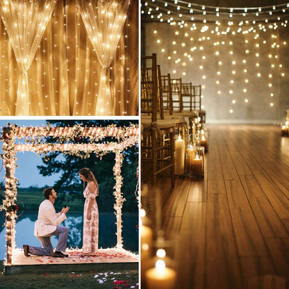 Ghirlanda luminoasa tip perdea 400 LED-uri, 3m, pentru interior/exterior, iluminare galbena