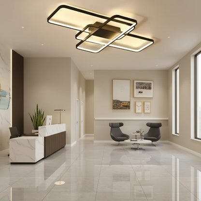 Lustra LED cu telecomanda AXIS, 96W, 3 Elemente,, lumina Rece/Calda/Neutra, Dimabila, Negru