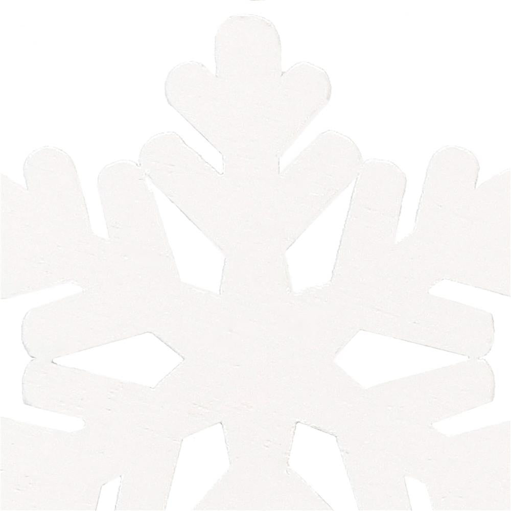 Decoratiune brad fulg de zapada din lemn, set 6 bucati, 4cm, alb