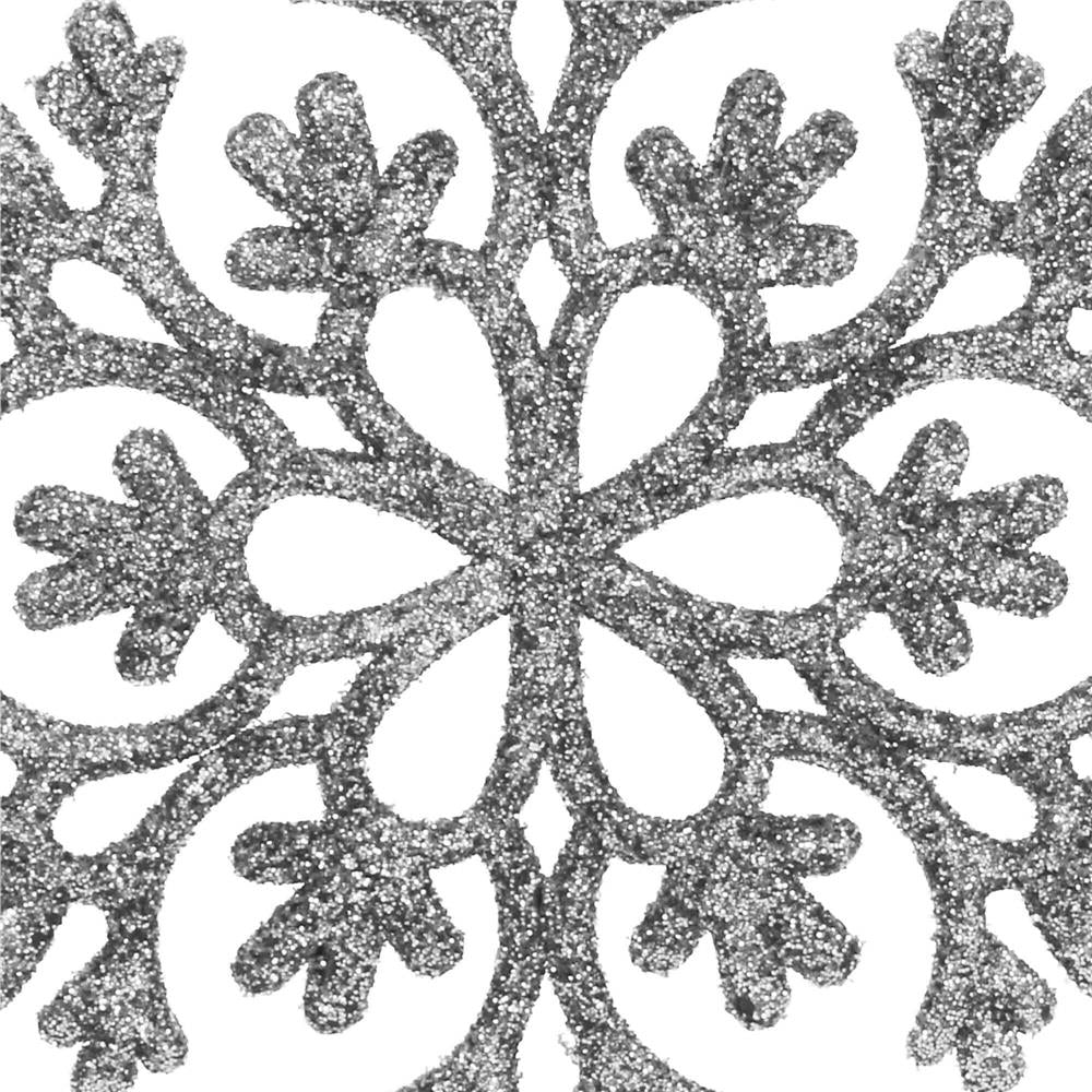Decoratiune brad fulg de zapada, set 12 bucati, 10cm, argintiu