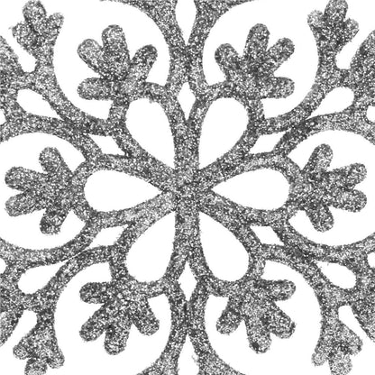 Decoratiune brad fulg de zapada, set 12 bucati, 10cm, argintiu