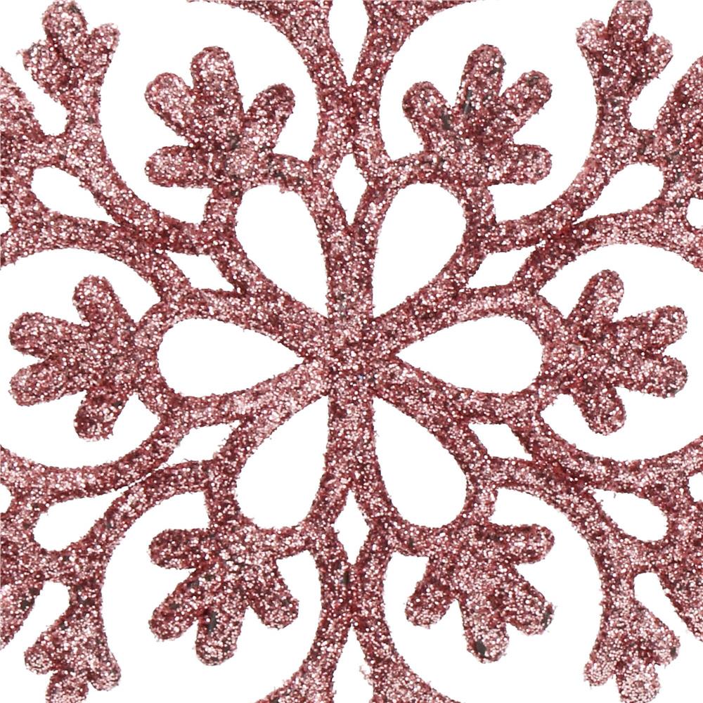 Decoratiune brad fulg de zapada, set 12 bucati, 10cm, roz