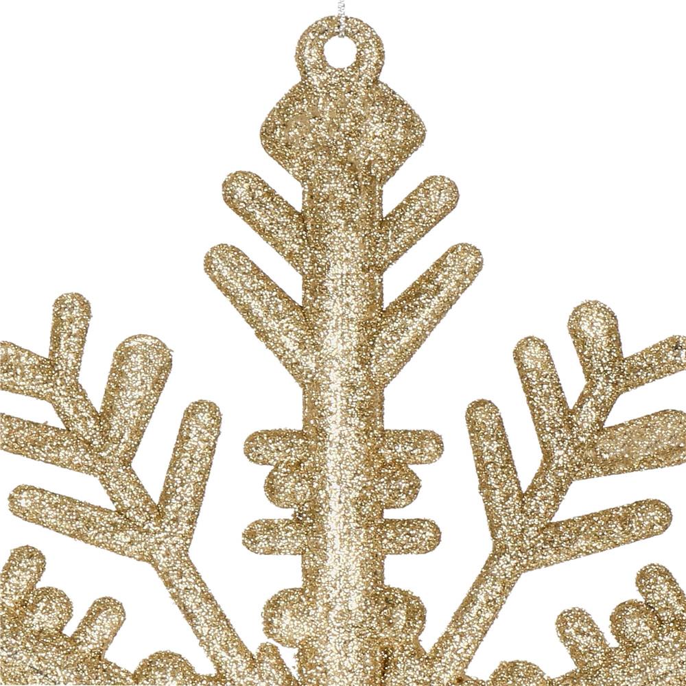 Decoratiune brad fulg de zapada, 30cm, auriu cu sclipici