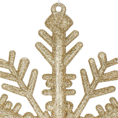 Decoratiune brad fulg de zapada, 30cm, auriu cu sclipici