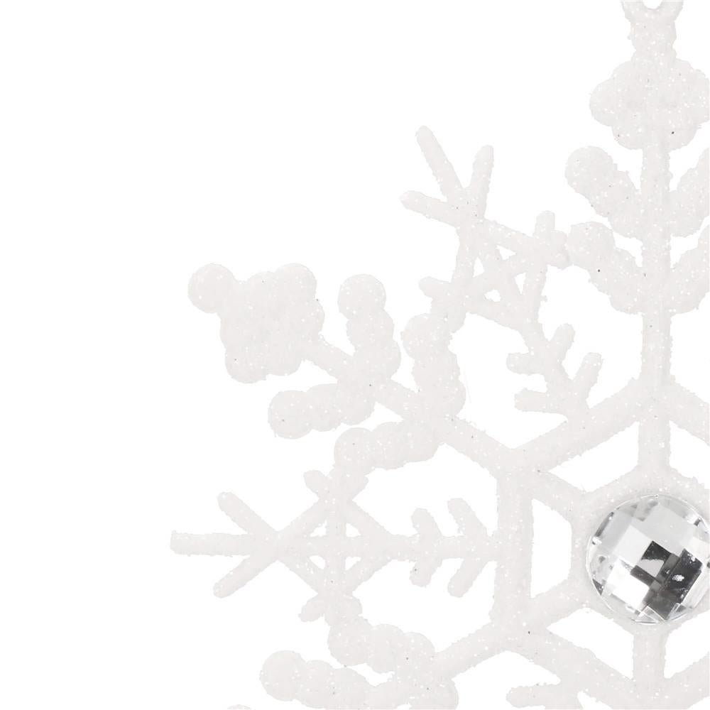 Decoratiune brad fulg de zapada cu cristal, set 2 bucati, 12cm, alb