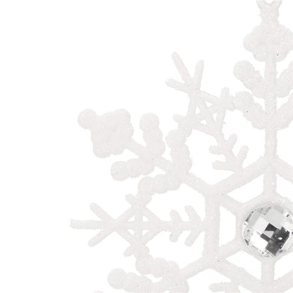 Decoratiune brad fulg de zapada cu cristal, set 2 bucati, 12cm, alb