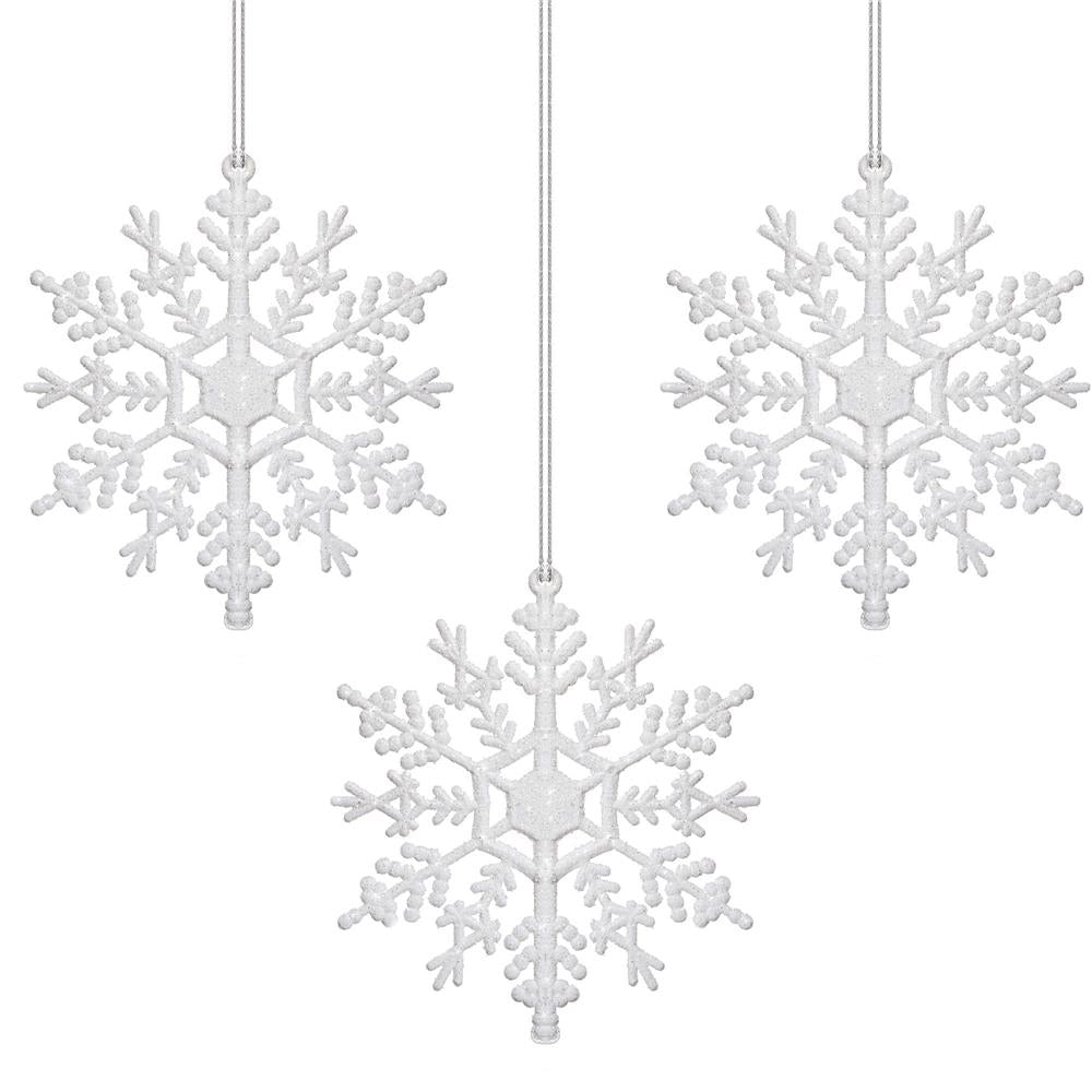 Decoratiune brad fulg de zapada, set 3 bucati, 12cm, alb