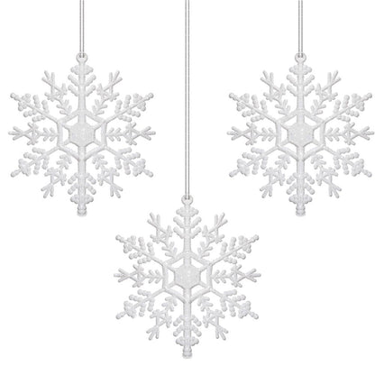 Decoratiune brad fulg de zapada, set 3 bucati, 12cm, alb