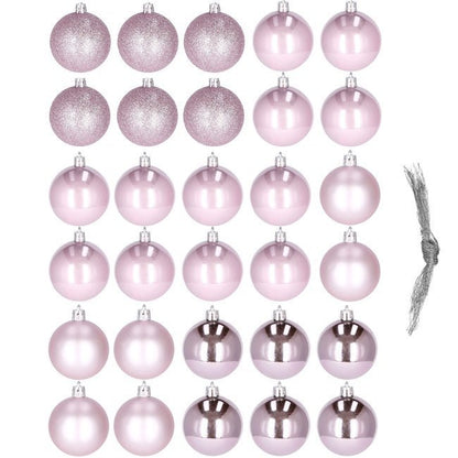 Set globuri de Craciun, 30 bucati, 5cm, roz