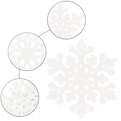 Decoratiune brad fulg de zapada, set 8 bucati, 8cm, alb