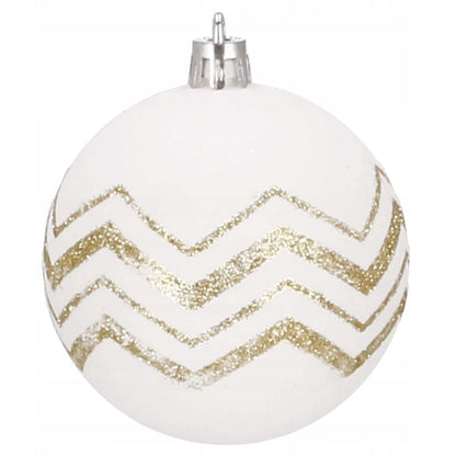 Set globuri de Craciun cu modele de sarbatori, 30 bucati, 7cm, alb auriu