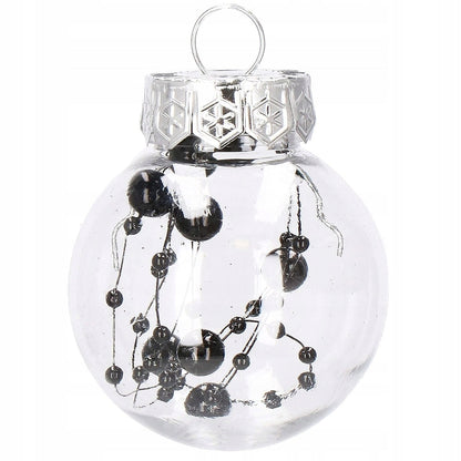 Set globuri de Craciun Inedit, 24 bucati, 5cm, transparente cu interior negru