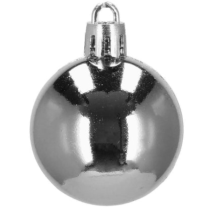 Set globuri de Craciun, 20 bucati, 3 modele, 4cm, argintiu