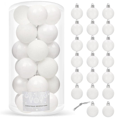 Set globuri de Craciun, 20 bucati, 3 modele, 4cm, alb
