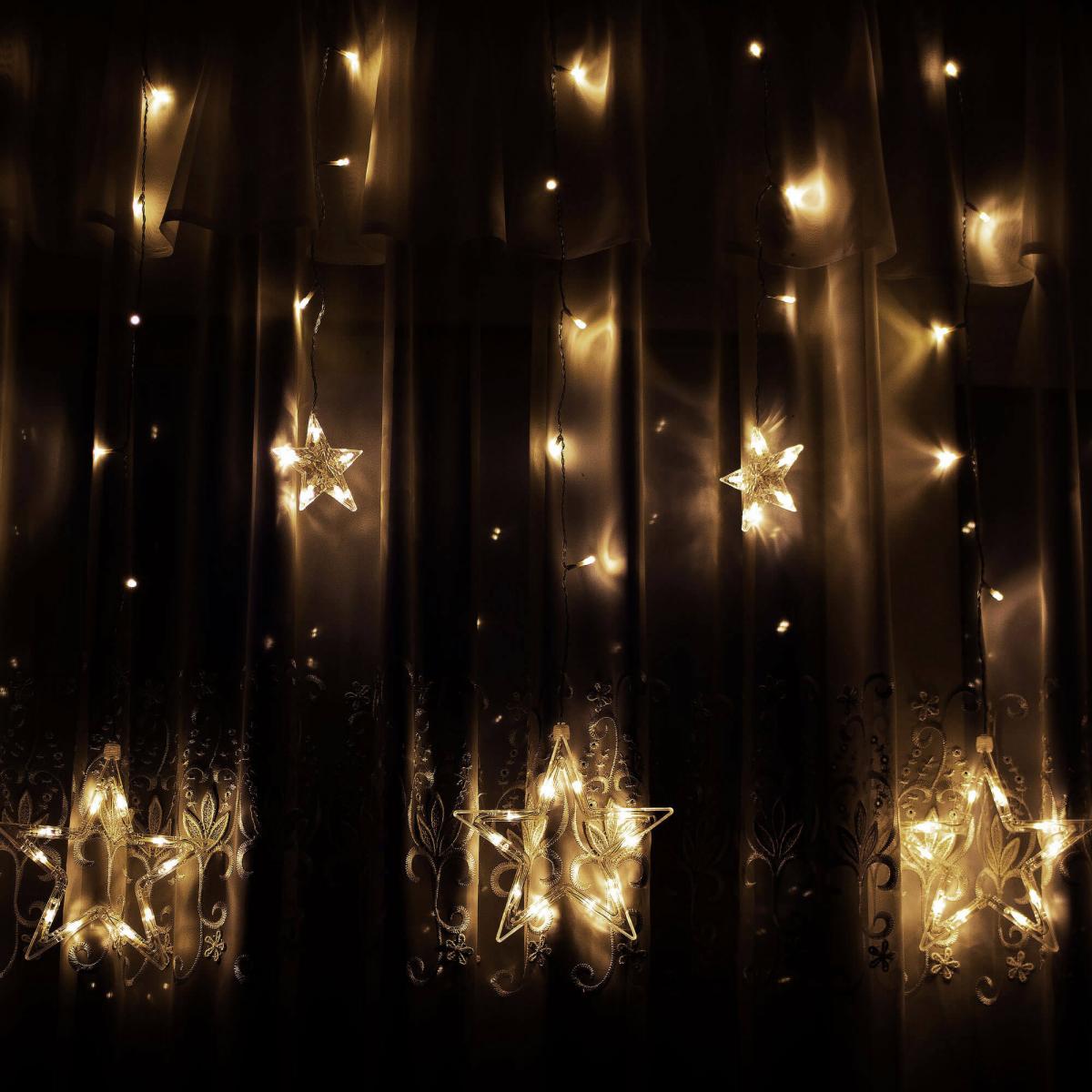 (DL) Instalatie lumina tip perdea cu 138 LED-uri, 2m, pentru interior/exterior, stelute iluminare alba