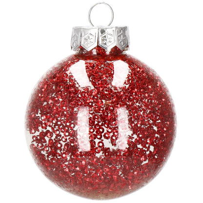 Set globuri de Craciun Inedit, 30 bucati, 7cm, transparente si rosu