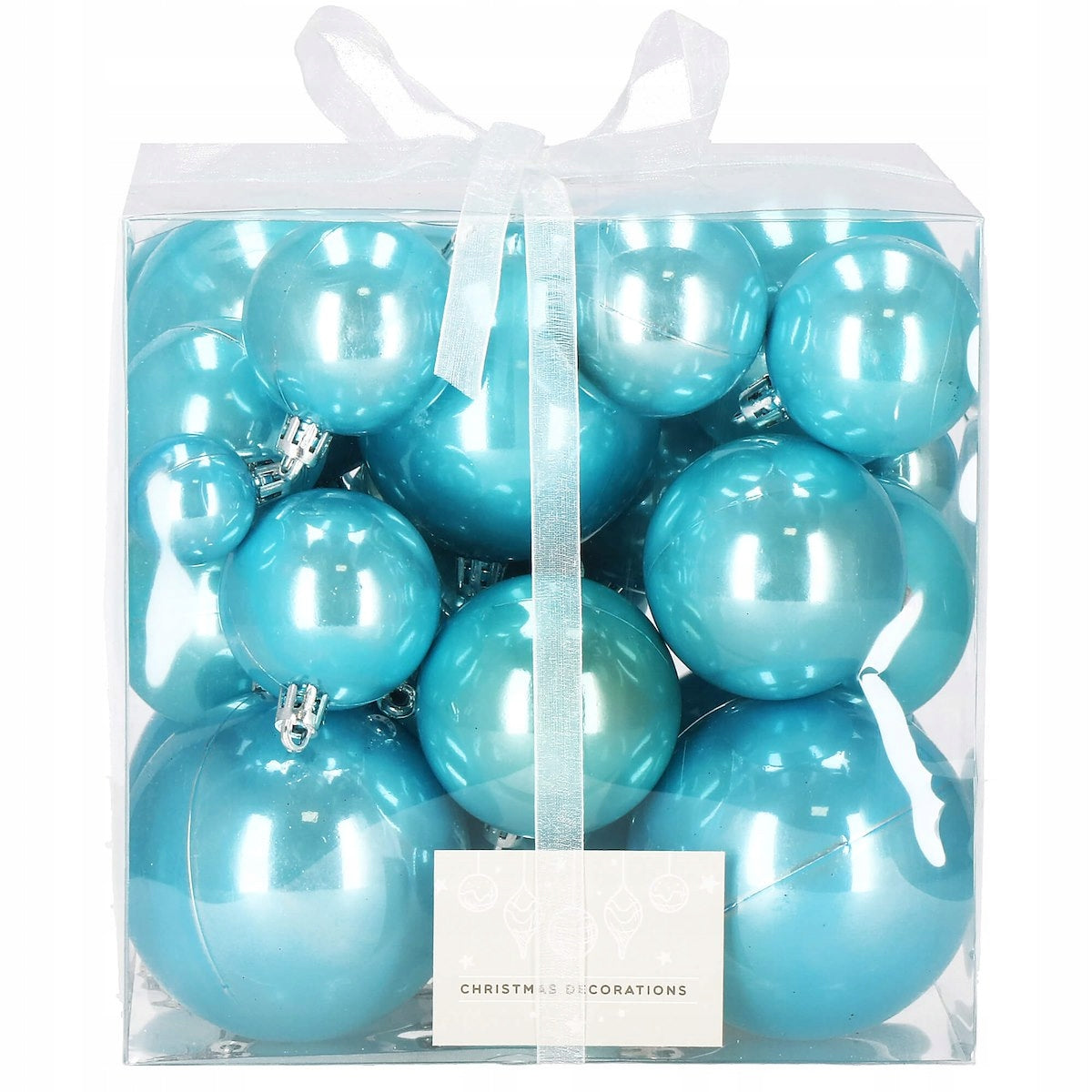 Set globuri de Craciun, 37 bucati, 3-8cm, albastru perla