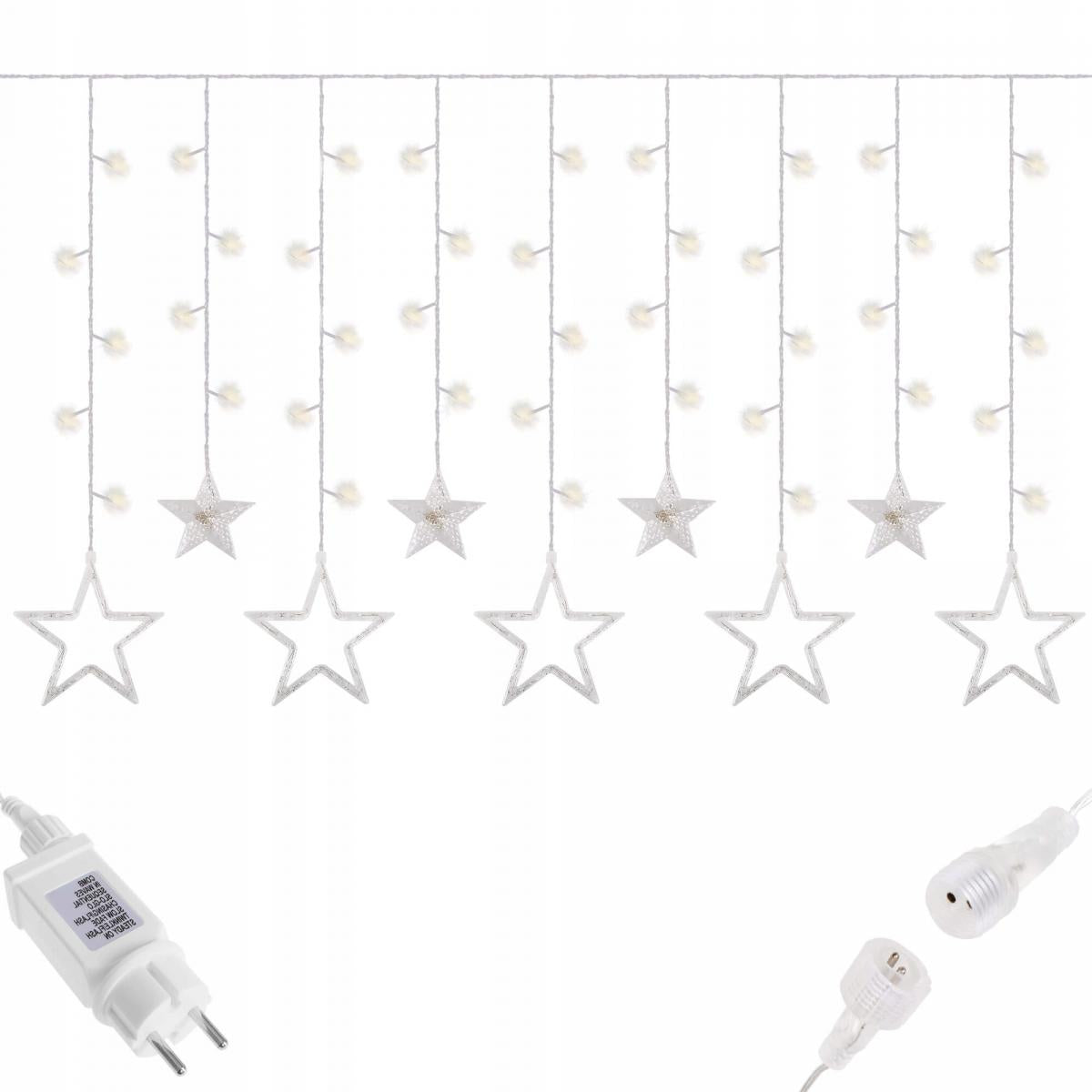 (DL) Instalatie lumina tip perdea cu 92 LED-uri, 2m, pentru interior/exterior, stelute iluminare alba