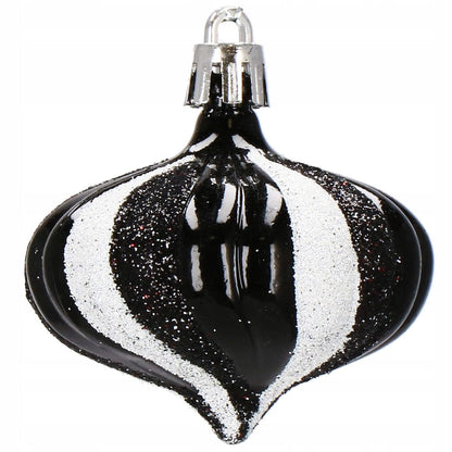 Set globuri si decoratiuni de Craciun, 77 piese, diverse dimensiuni, negru