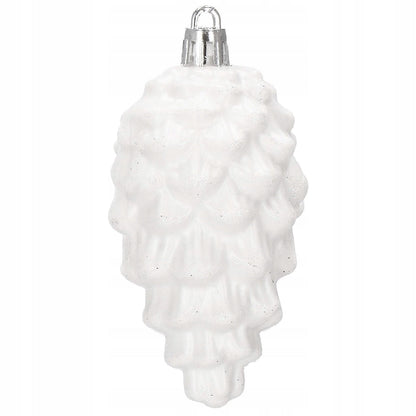 Set globuri si decoratiuni de Craciun, 72 piese, diverse dimensiuni, alb