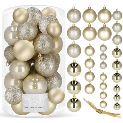 Set globuri de Craciun, 30 bucati, 3 modele, 4/5/6cm, auriu