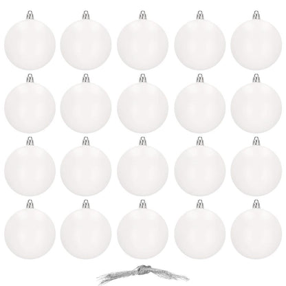 Set globuri de Craciun, 20 bucati, 8cm, alb mat