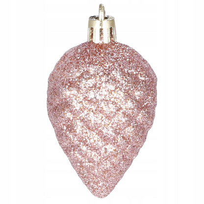 Set globuri si decoratiuni de Craciun, 51 piese, diverse dimensiuni, roz