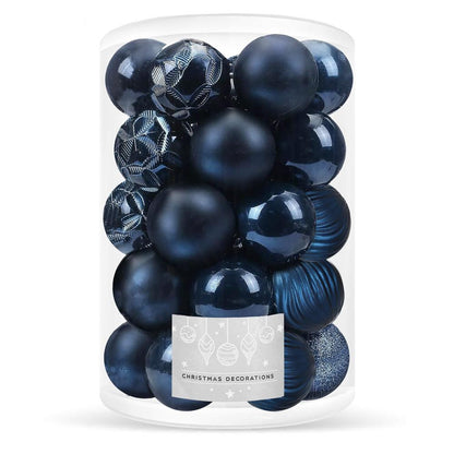 Set globuri de Craciun, 30 bucati, 6 modele, 8cm, albastru inchis