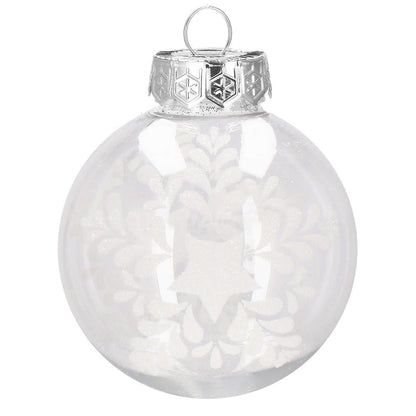 Set globuri de Craciun Inedit, 30 bucati, 7cm, transparente si alb