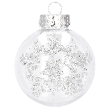 Set globuri de Craciun Inedit, 30 bucati, 7cm, transparente si argintiu