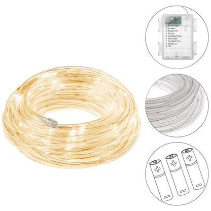 (DL) Instalatie tub furtun luminos pentru Craciun cu baterii 3xAA, 50 LED-uri, 5m, galben