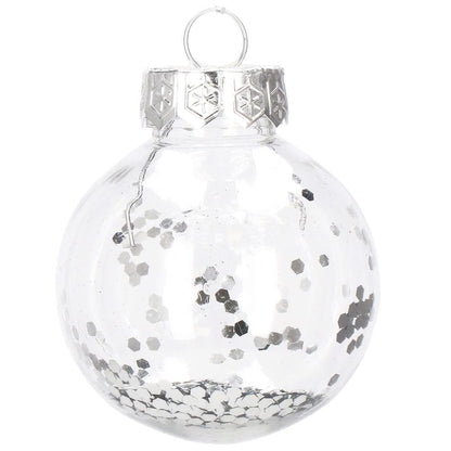 Set globuri de Craciun Inedit, 30 bucati, 6cm, transparente si argintiu