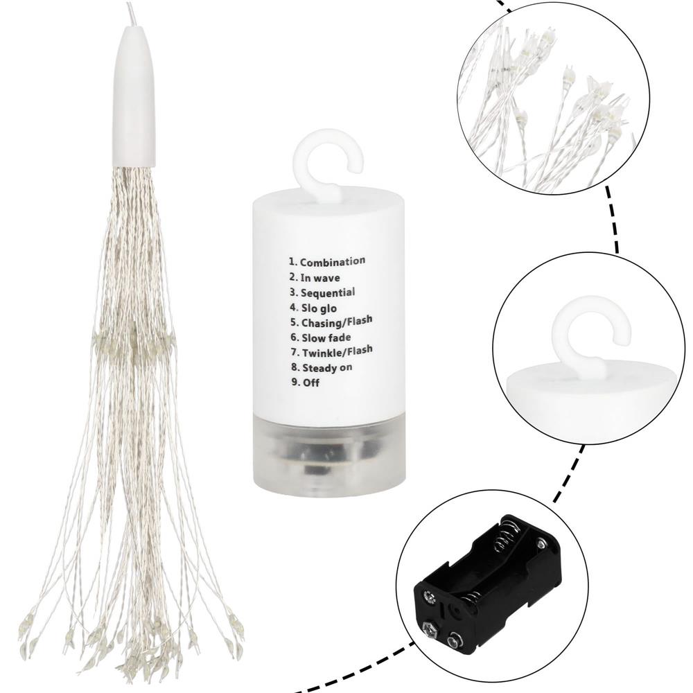 (DL) Instalatie lumina decorativa STAR cu 100 LED-uri, diametru 30cm, alimentare baterii, iluminare galbena