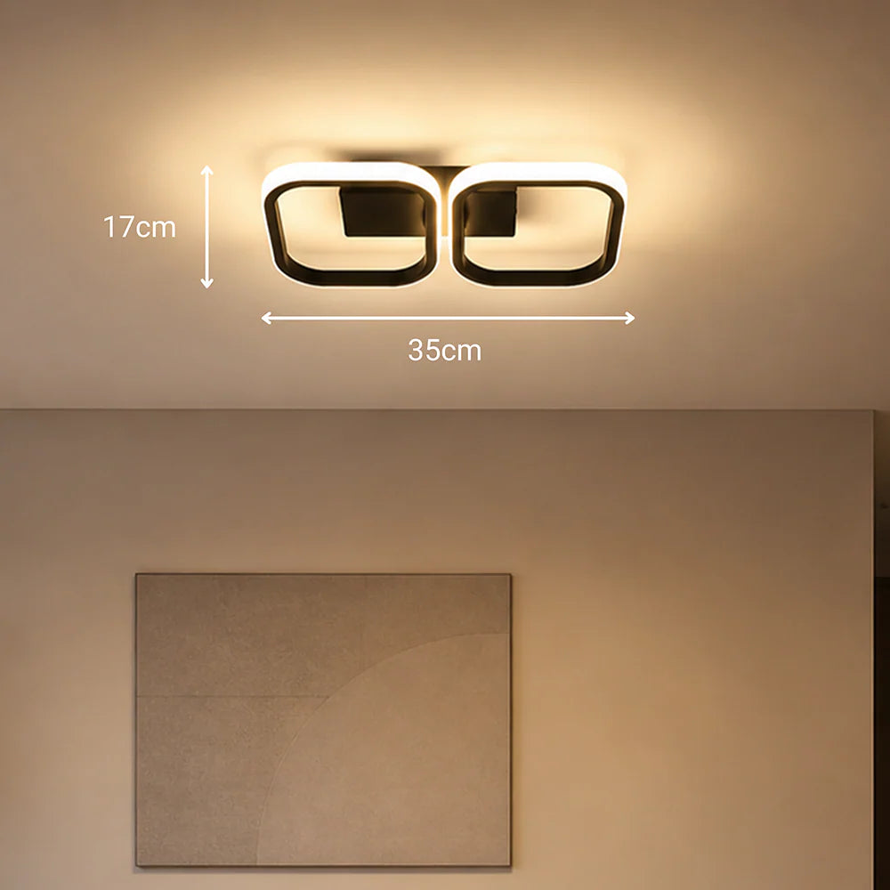 Lustra LED VERTEX GRID, 16W, 2 Patrate, lumina Rece/Calda/Neutra, Negru